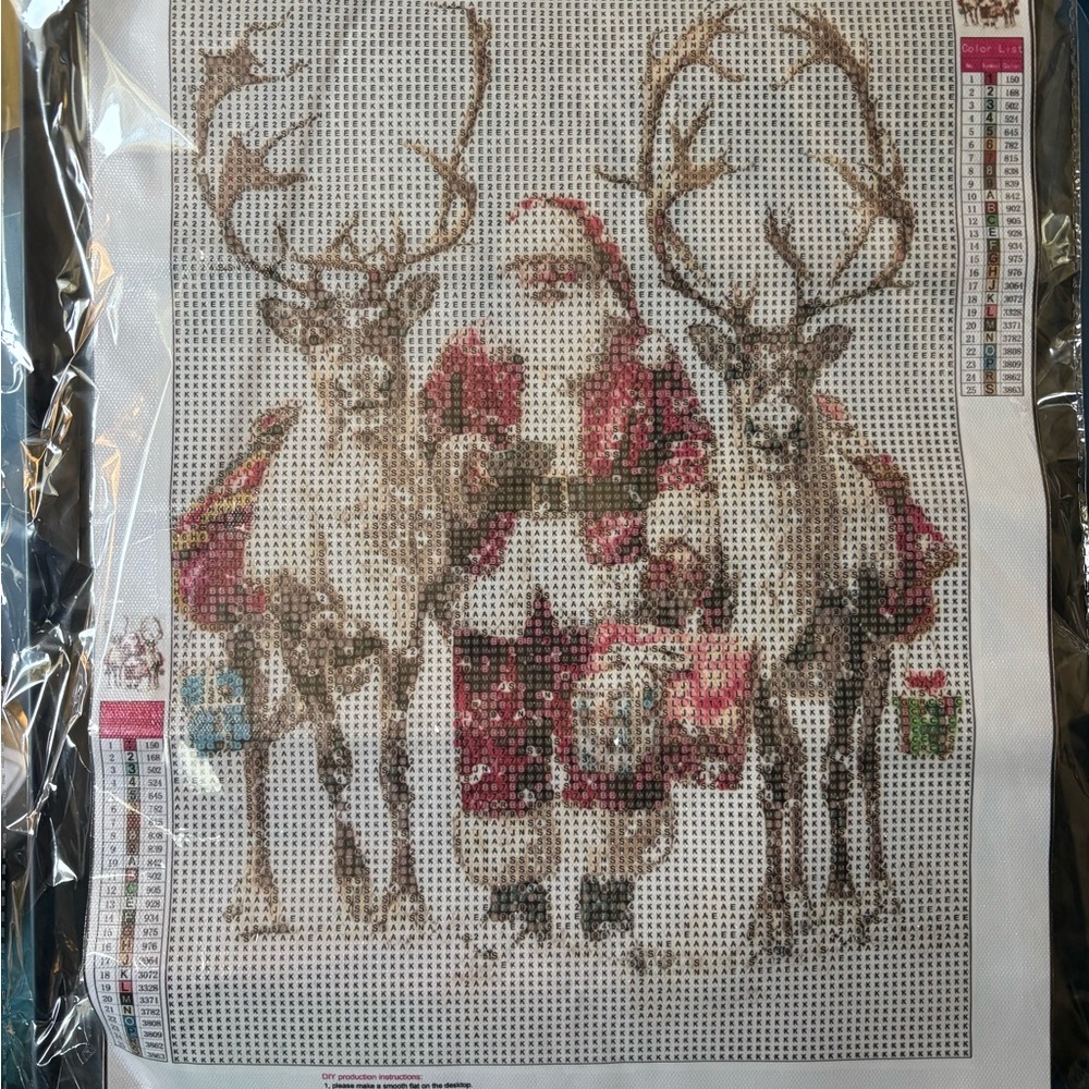 3-7.  Santa and Reindeer Christmas Diamond Art Kit